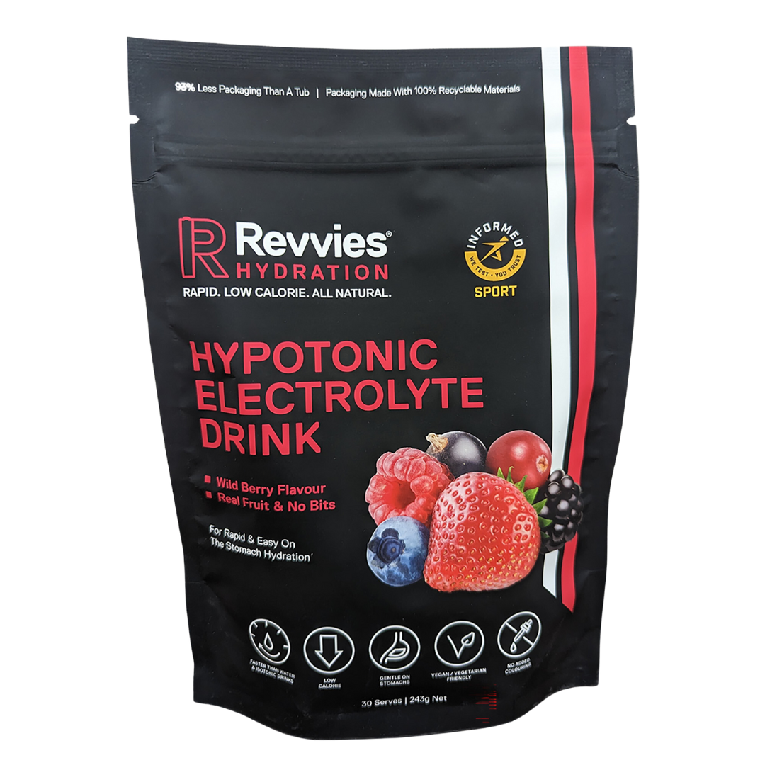 Revvies Hydration Wild Berry Hypotonic Electrolyte Drink.