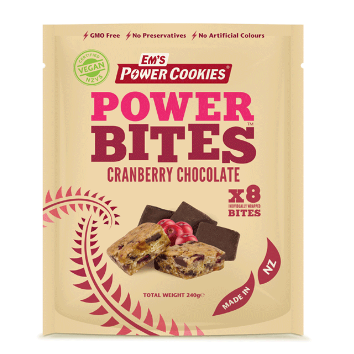Em's Power Cookies Cranberry Chocolate Vegan Power Bites