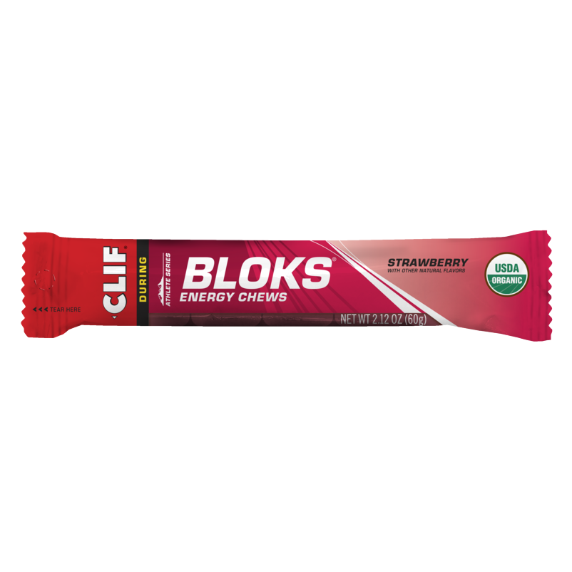 Clif Bar's Strawberry Bloks Energy Chews.