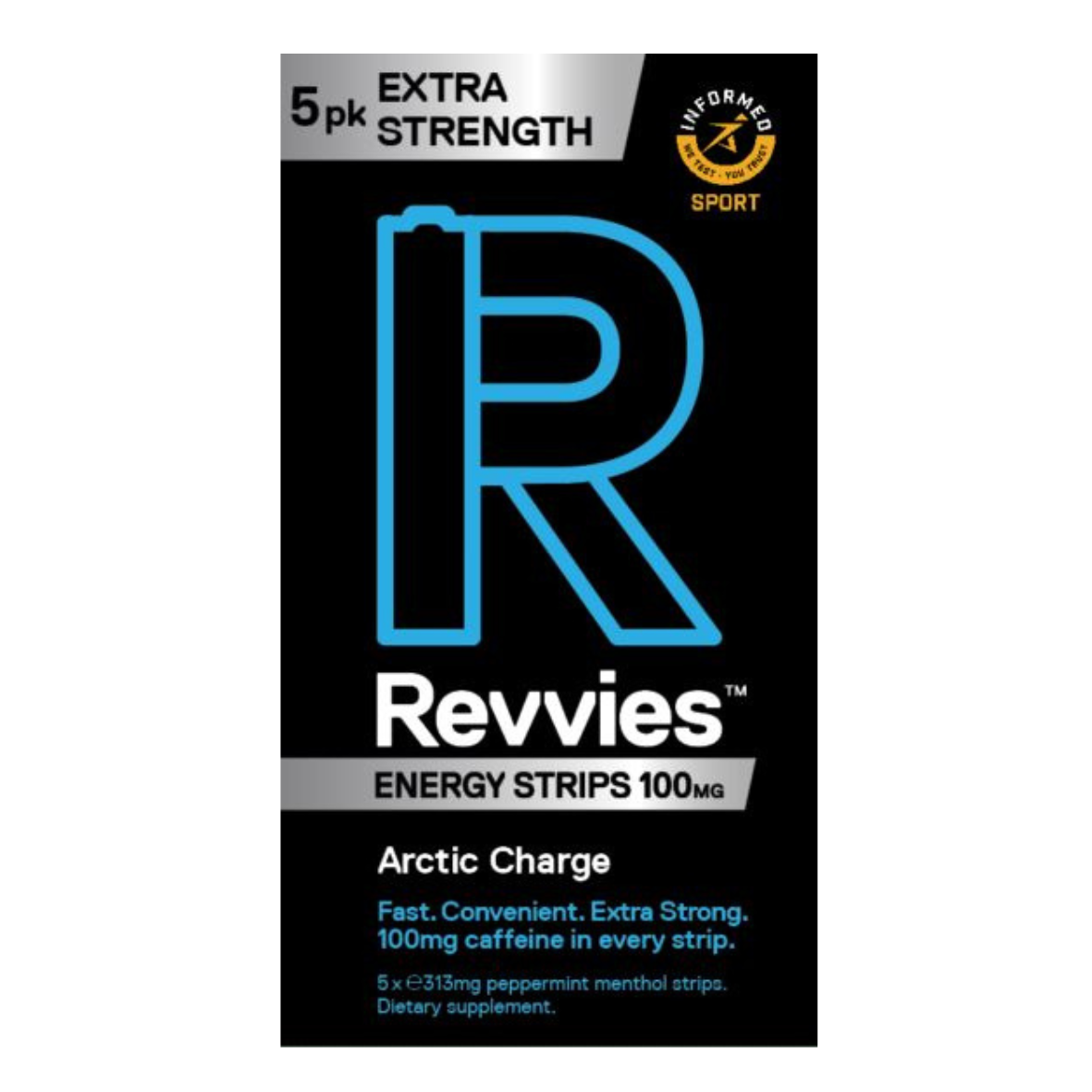 Revvies Arctic Charge Energy Strips with 100mg of caffeine.